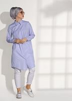 Tesettür giyim MOR ERKEK YAKA GİZLİ DÜĞMELİ TUNİK 26615