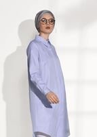 Tesettür giyim MOR ERKEK YAKA GİZLİ DÜĞMELİ TUNİK 26615