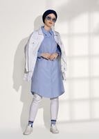 Tesettür giyim LACİVERT ERKEK YAKA GİZLİ DÜĞMELİ TUNİK 26615