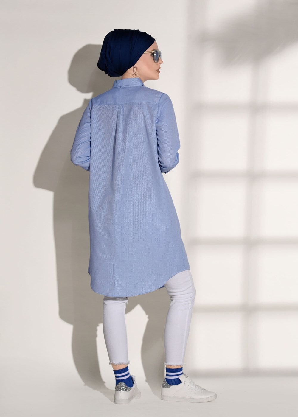 Tesettür giyim LACİVERT ERKEK YAKA GİZLİ DÜĞMELİ TUNİK 26615