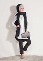 Tesettür giyim SİYAH T 26781 Elegance- Boncuk İşlemeli 2&prime;li Tunik
