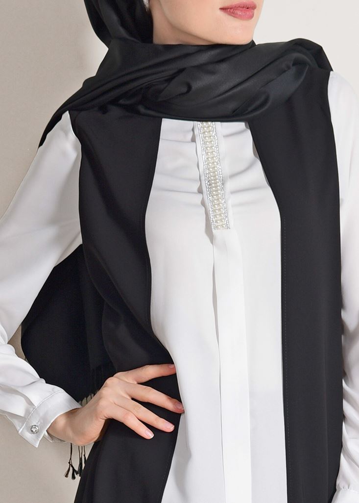 Tesettür giyim SİYAH T 26781 Elegance- Boncuk İşlemeli 2&prime;li Tunik