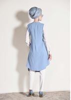 Tesettür giyim MAVİ T 26781 Elegance- Boncuk İşlemeli 2&prime;li Tunik