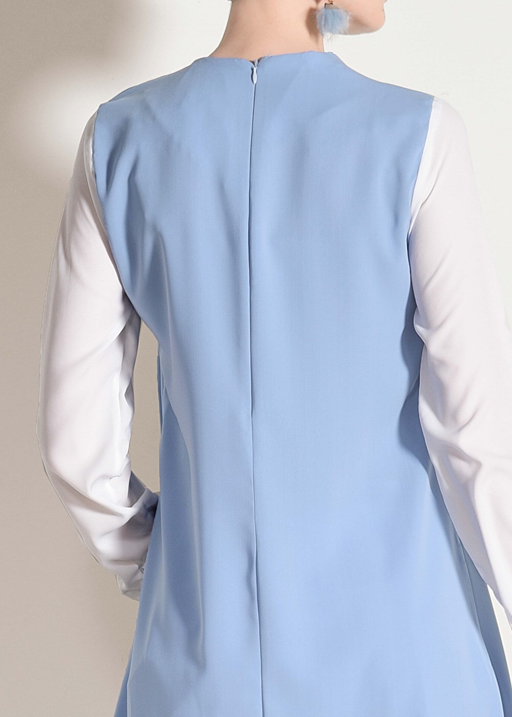 Tesettür giyim MAVİ T 26781 Elegance- Boncuk İşlemeli 2&prime;li Tunik