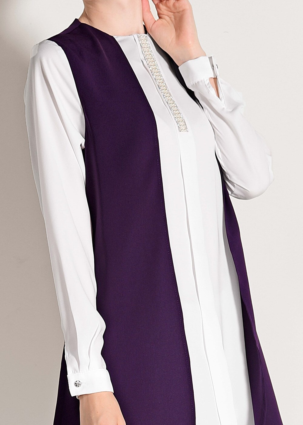 Tesettür giyim MOR T 26781 Elegance- Boncuk İşlemeli 2&prime;li Tunik