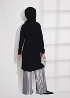 Tesettür giyim SİYAH T 30781 Elegance- İşleme Detaylı Tunik