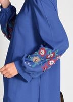 Tesettür giyim LACİVERT İŞLEME DETAYLI ASİMETRİK KESİM TUNİK 35071