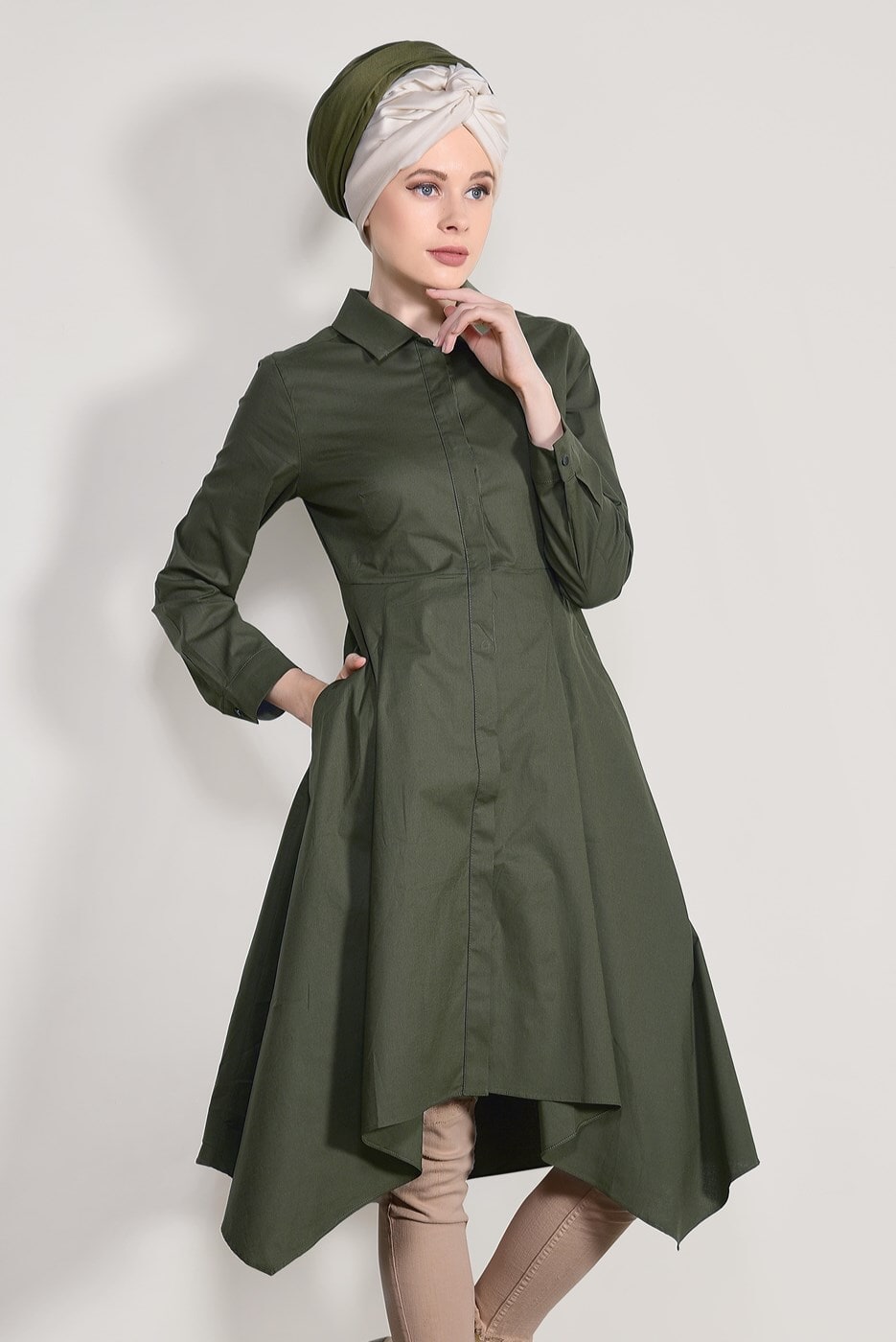 Hijab clothing KHAKI TUNIC 39012 