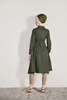 Tesettür giyim HAKİ T 39012 H Fashion-Erkek Yaka Uzun Tunik