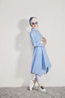 Tesettür giyim MAVİ T 39012 H Fashion-Erkek Yaka Uzun Tunik