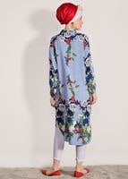 Hijab clothing BLUE ZIPPER DETAILED FLORAL TUNIC 40016  
