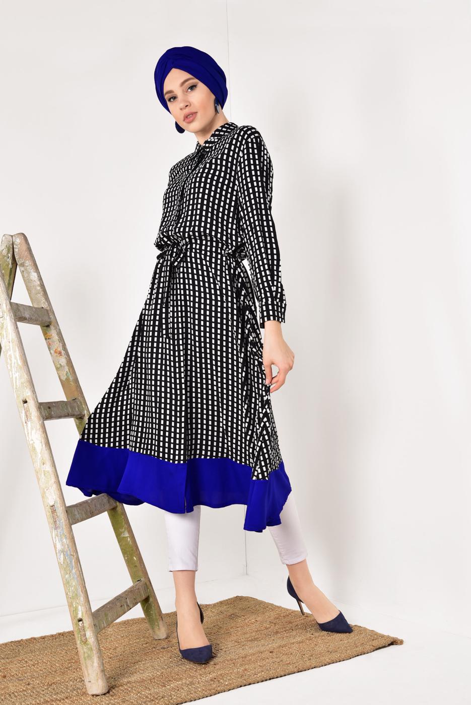 Hijab clothing BLACK PATTERNED TUNIC T 42032