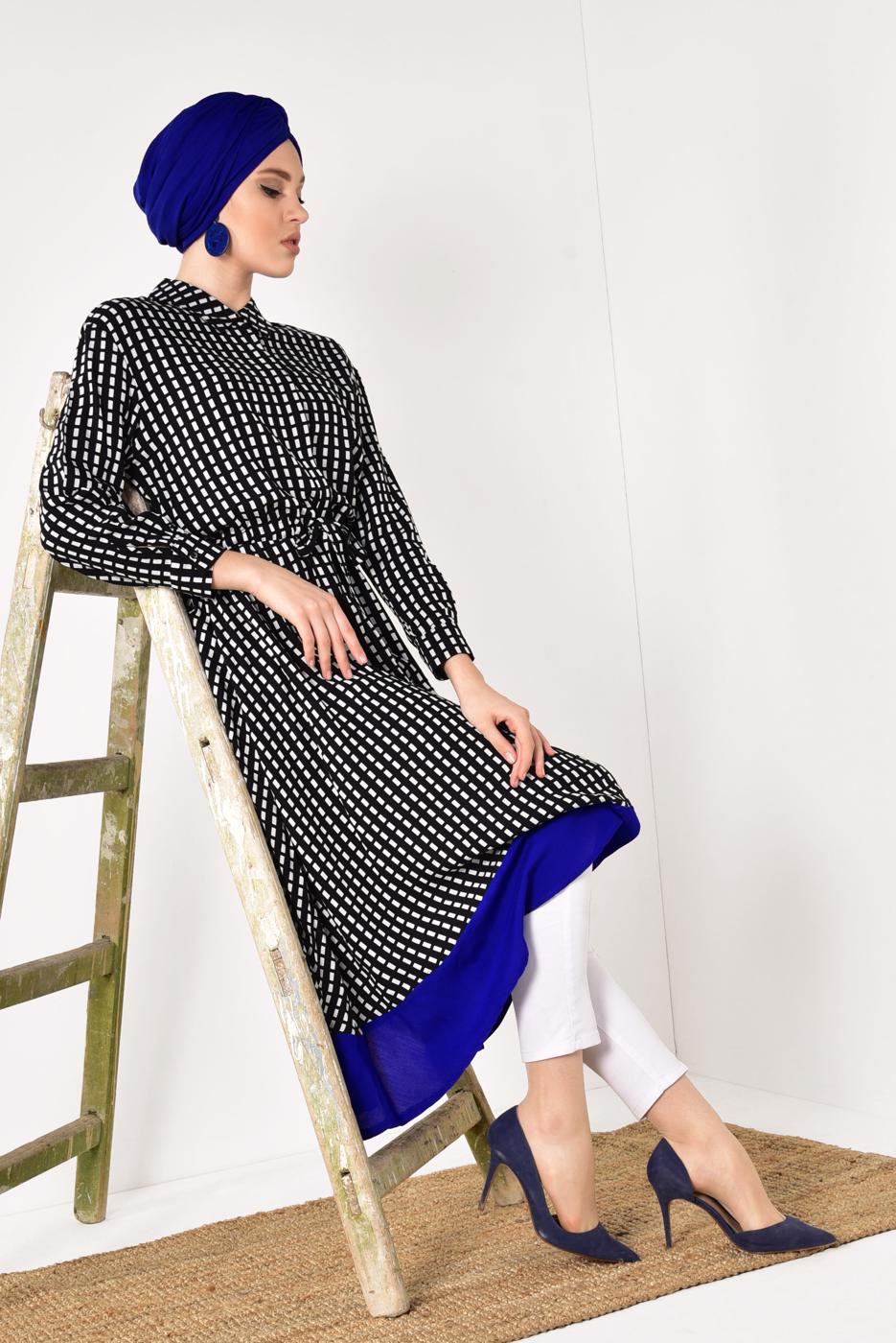 Hijab clothing BLACK PATTERNED TUNIC T 42032