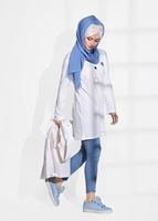 Tesettür giyim BEYAZ BASKI DETAYLI PENYE TUNİK 43515 