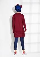 Tesettür giyim KIRMIZI BASKI DETAYLI PENYE TUNİK 43515 