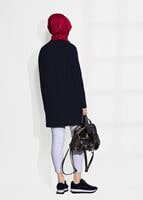 Tesettür giyim LACİVERT BASKI DETAYLI PENYE TUNİK 43515 