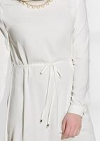 Tesettür giyim KREM T 52781 Elegance- Güpür Detaylı Tunik