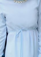 Tesettür giyim MAVİ T 52781 Elegance- Güpür Detaylı Tunik