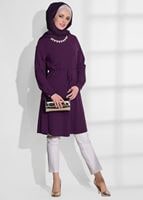 Tesettür giyim MOR T 52781 Elegance- Güpür Detaylı Tunik