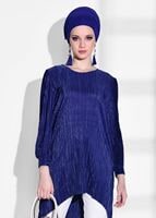 Tesettür giyim LACİVERT T 52961 İkoll- Piliseli Tunik