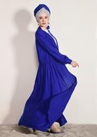Hijab clothing NAVY BLUE BUTTON DETAILED LONG TUNIC 54032