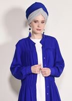 Hijab clothing NAVY BLUE BUTTON DETAILED LONG TUNIC 54032