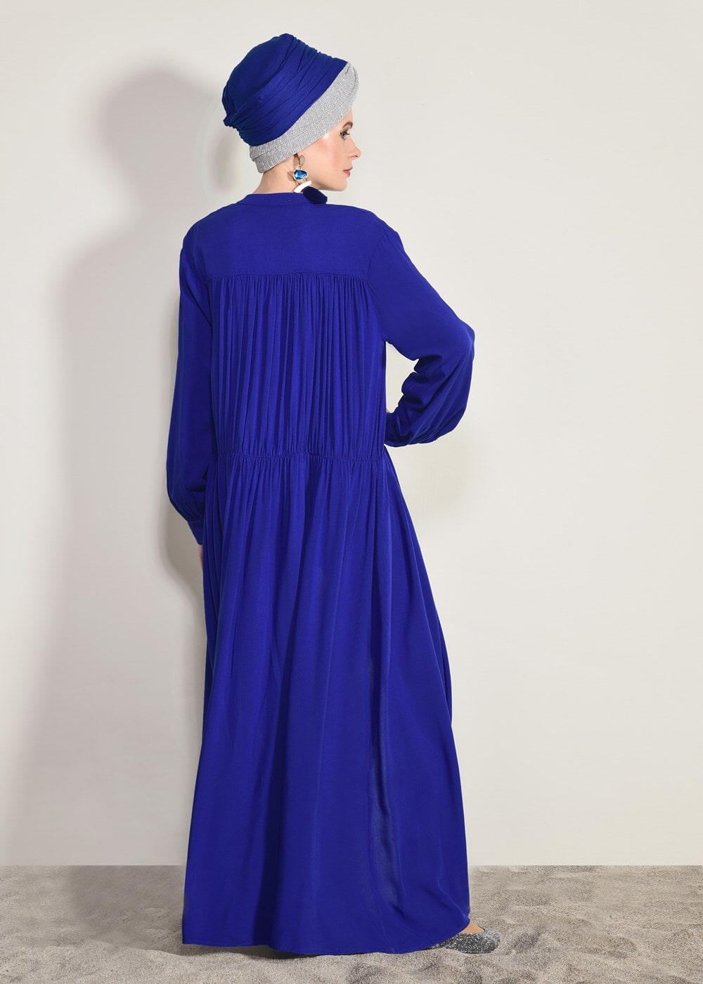 Hijab clothing NAVY BLUE BUTTON DETAILED LONG TUNIC 54032