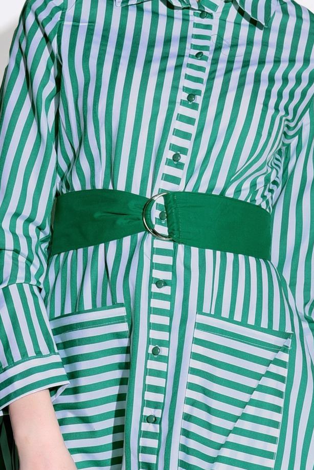 Hijab clothing  STRIPED BELTED LONG TUNIC 55012 - TRENDTESETTÜR