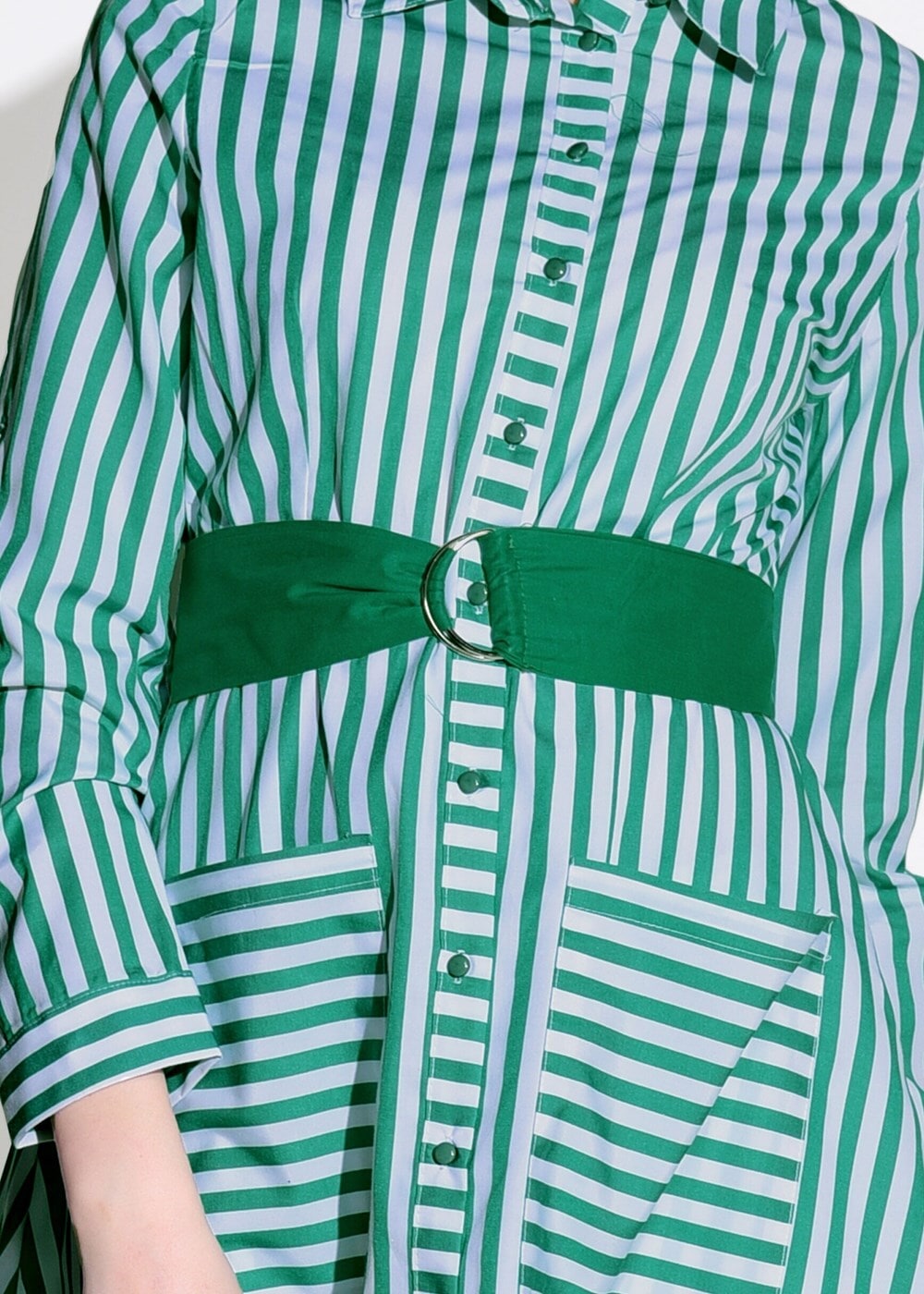 Hijab clothing WHITE STRIPED BELTED LONG TUNIC 55012