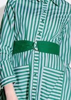 Tesettür giyim BEYAZ ÇİZGİ DESENLİ KEMERLİ UZUN TUNİK 55012 