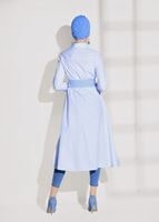 Hijab clothing BLUE STRIPED BELTED LONG TUNIC 55012