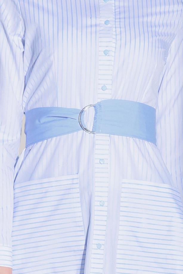 Hijab clothing  STRIPED BELTED LONG TUNIC 55012 - TRENDTESETTÜR