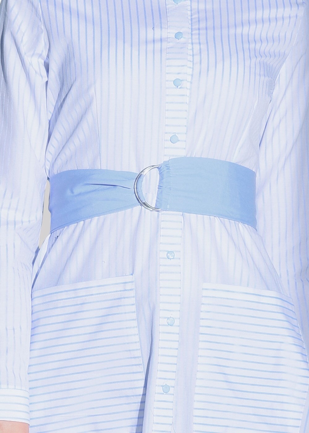 Hijab clothing BLUE STRIPED BELTED LONG TUNIC 55012