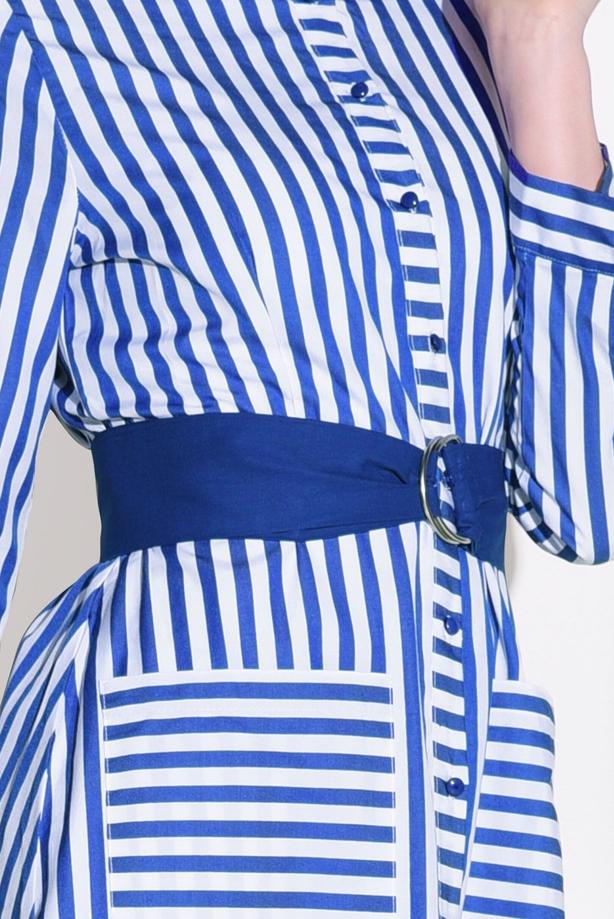 Hijab clothing  STRIPED BELTED LONG TUNIC 55012 - TRENDTESETTÜR