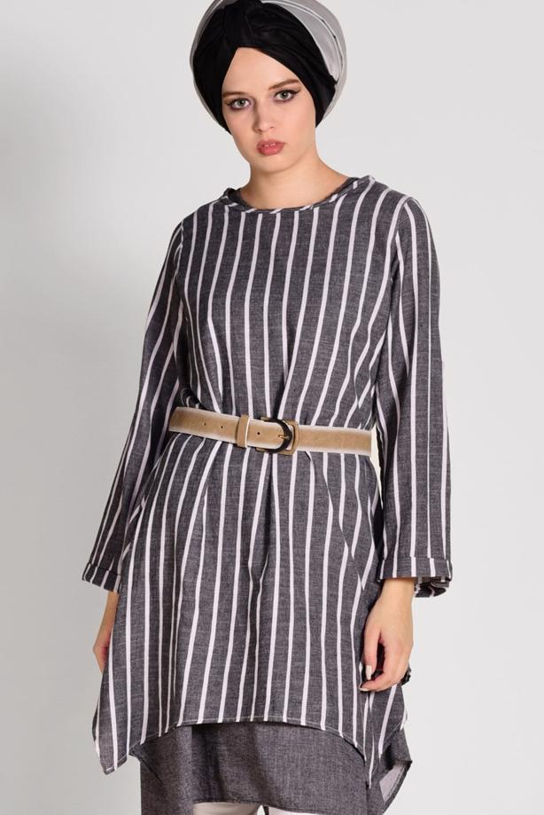 Hijab clothing   ASYMMETRIC CUT STRIPE TUNIC ALLDAY T 56108  - TRENDTESETTÜR