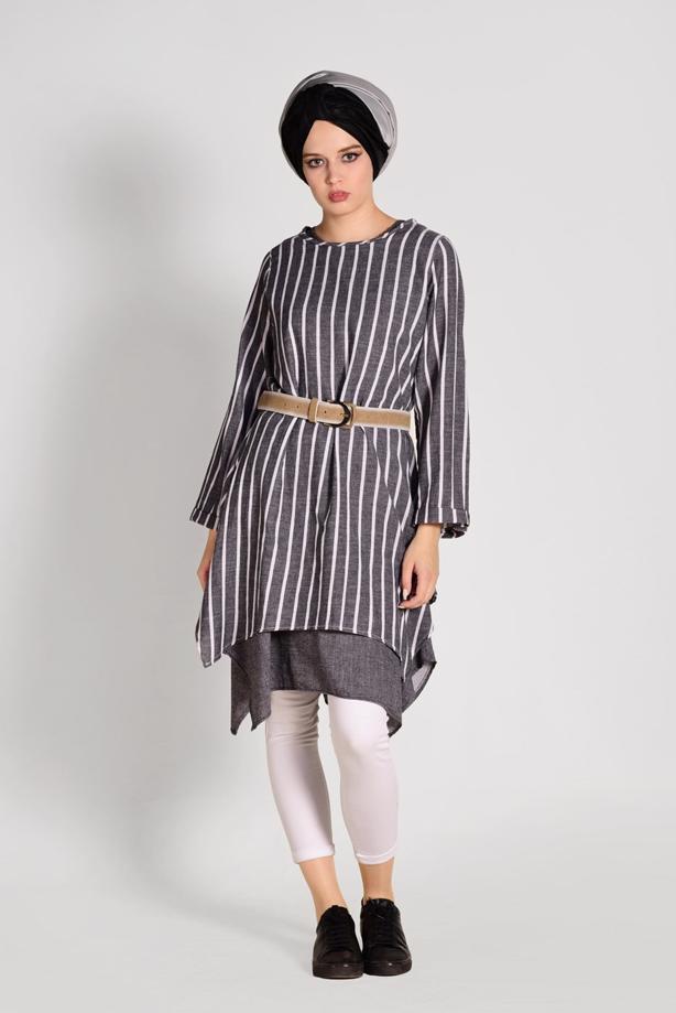 Hijab clothing   ASYMMETRIC CUT STRIPE TUNIC ALLDAY T 56108  - TRENDTESETTÜR