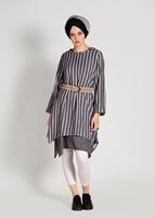 Hijab clothing BLACK  ASYMMETRIC CUT STRIPE TUNIC ALLDAY T 56108 