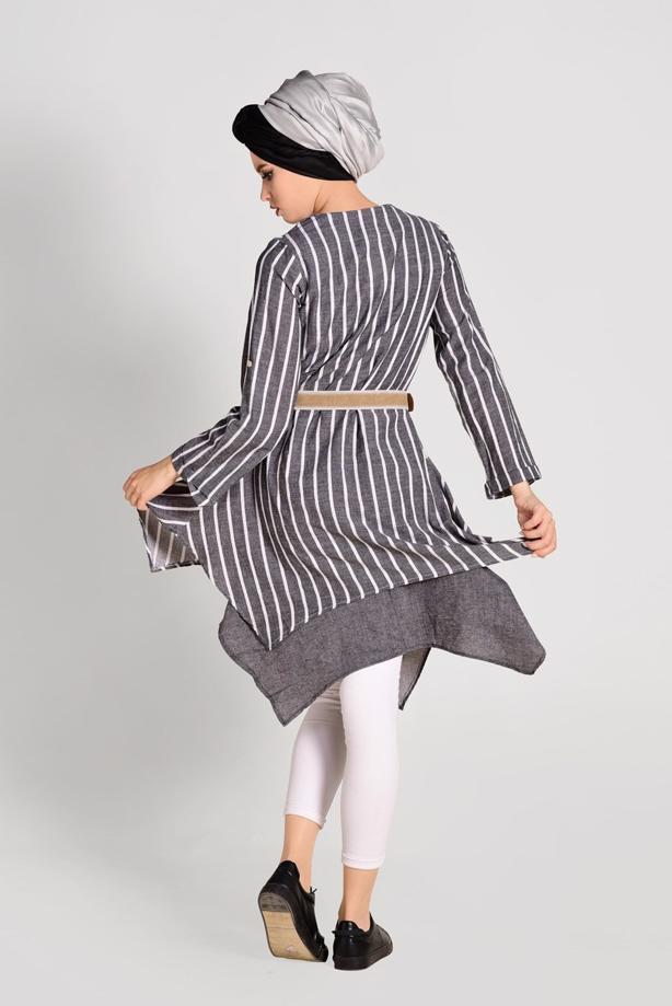 Hijab clothing   ASYMMETRIC CUT STRIPE TUNIC ALLDAY T 56108  - TRENDTESETTÜR