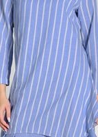 Tesettür giyim MAVİ ASİMETRİK KESİM ÇİZGİLİ 2&prime;Lİ TUNİK 56108 