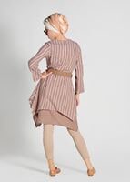 Tesettür giyim TURUNCU ASİMETRİK KESİM ÇİZGİLİ 2&prime;Lİ TUNİK 56108 