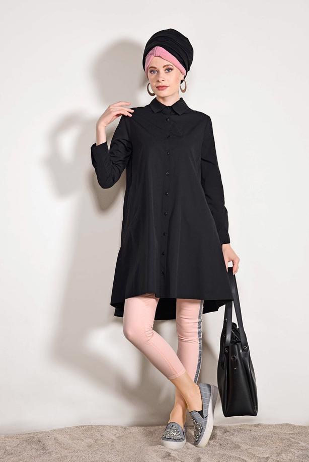 Hijab clothing  Pocket Detailed Straight Collar Tunic 61016 - TRENDTESETTÜR