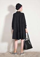 Hijab clothing BLACK Pocket Detailed Straight Collar Tunic 61016