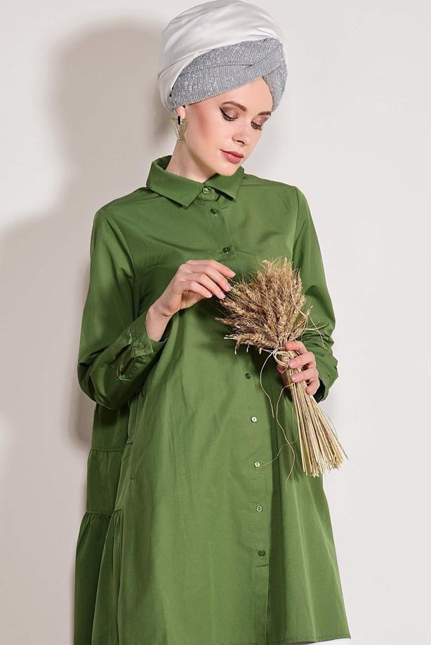 Hijab clothing  Pocket Detailed Straight Collar Tunic 61016 - TRENDTESETTÜR
