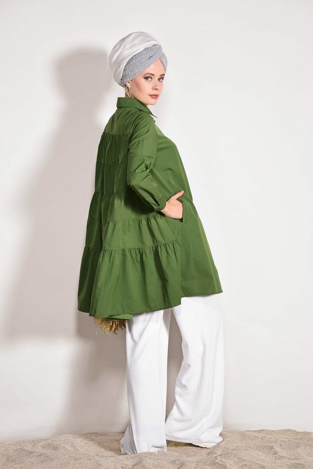 Hijab clothing  Pocket Detailed Straight Collar Tunic 61016 - TRENDTESETTÜR