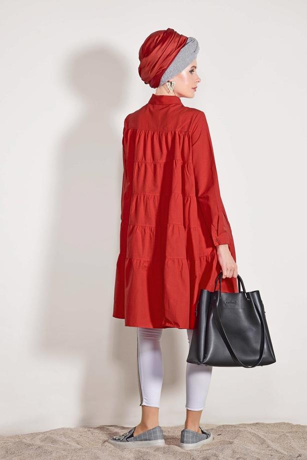 Hijab clothing  Pocket Detailed Straight Collar Tunic 61016 - TRENDTESETTÜR