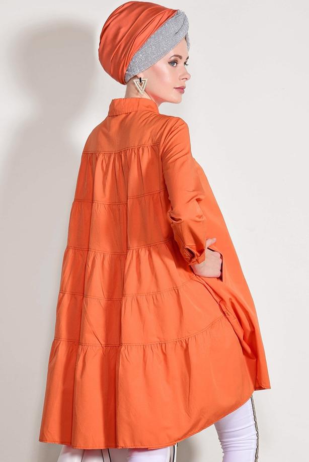 Hijab clothing  Pocket Detailed Straight Collar Tunic 61016 - TRENDTESETTÜR