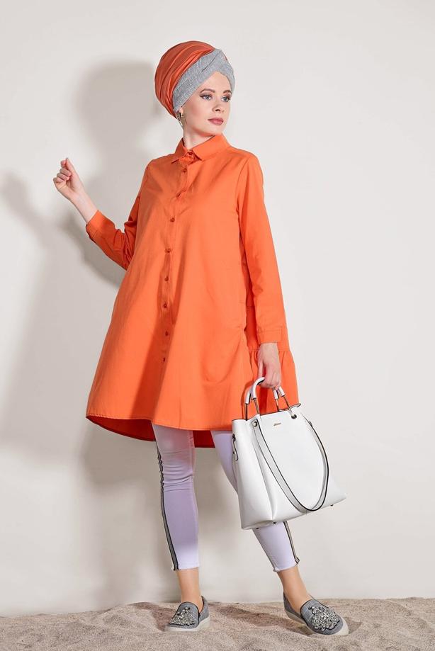 Hijab clothing  Pocket Detailed Straight Collar Tunic 61016 - TRENDTESETTÜR