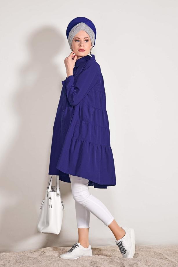 Hijab clothing  Pocket Detailed Straight Collar Tunic 61016 - TRENDTESETTÜR