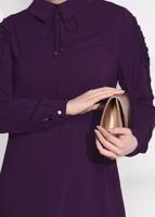 Tesettür giyim MOR T 61781 Elegance- Kol Kısmı Güpür Detaylı Tunik