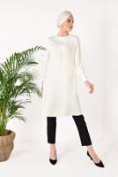 Tesettür giyim KREM İNCİ DETAYLI TUNİK 62781